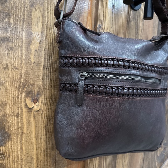 Vilenca Holland Crossbody Woven Tab‎ Brown Leather Purse Bag - Picture 3 of 11